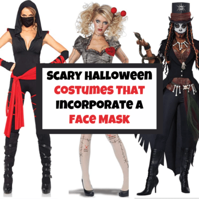 scary Halloween costumes that incorporate a face mask and halloween costume ideas with a face mask by Very Easy Makeup